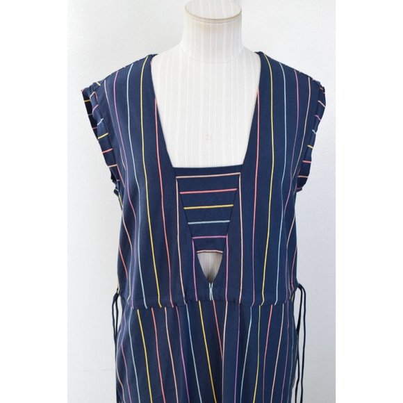 Marine Layer Roxanne Maxi Dress in Blue Striped Medium Sleeveless New Rainbow - Picture 2 of 6